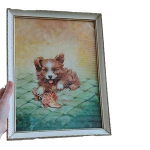 Vintage framed Florence Kroger Puppy Print